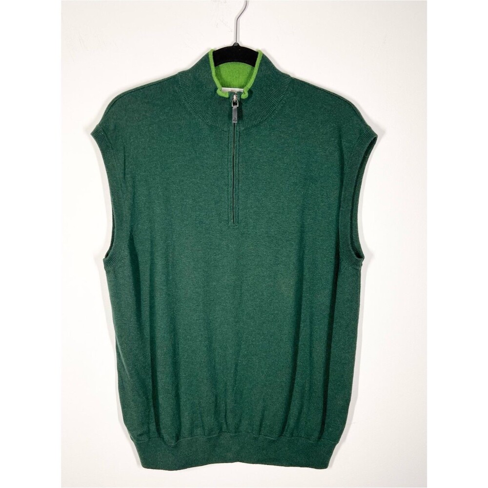 Alashan Cotton Cashmere Blend 1/4 Zip Sweater Vest Green Medium